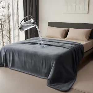 Queen Size Waterproof Blanket, Spill-Proof Cozy Flannel Splash Blanket for Bed, Stain Proof, Water Proof & Mess-Free (Moon Grey & Starlit Grey, 80x90
