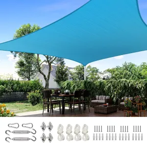 Quictent 20X20FT 185G HDPE Square Sun Shade Sail Canopy 98% UV Block Outdoor Patio Garden with Hardware Kit (20 x 20 ft, Turquoise)