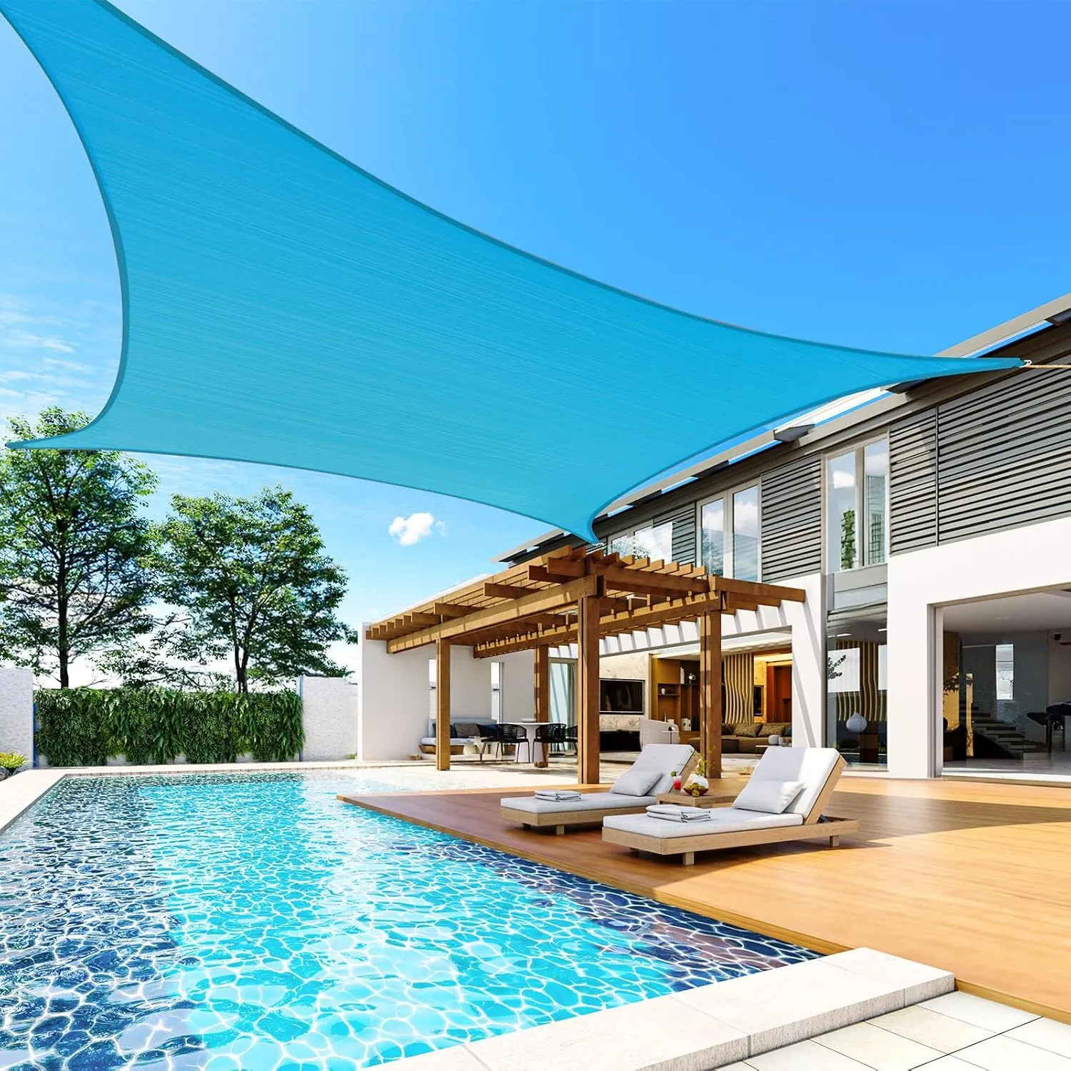 Quictent 20X20FT 185G HDPE Square Sun Shade Sail Canopy 98% UV Block Outdoor Patio Garden with Hardware Kit (20 x 20 ft, Turquoise)