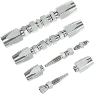 QWORK 3Pcs Hydraulic Hose Field Repair Kit, Zinc-Plated Reusable Kits for 1/4", 3/8", and 1/2" Diameter Hoses