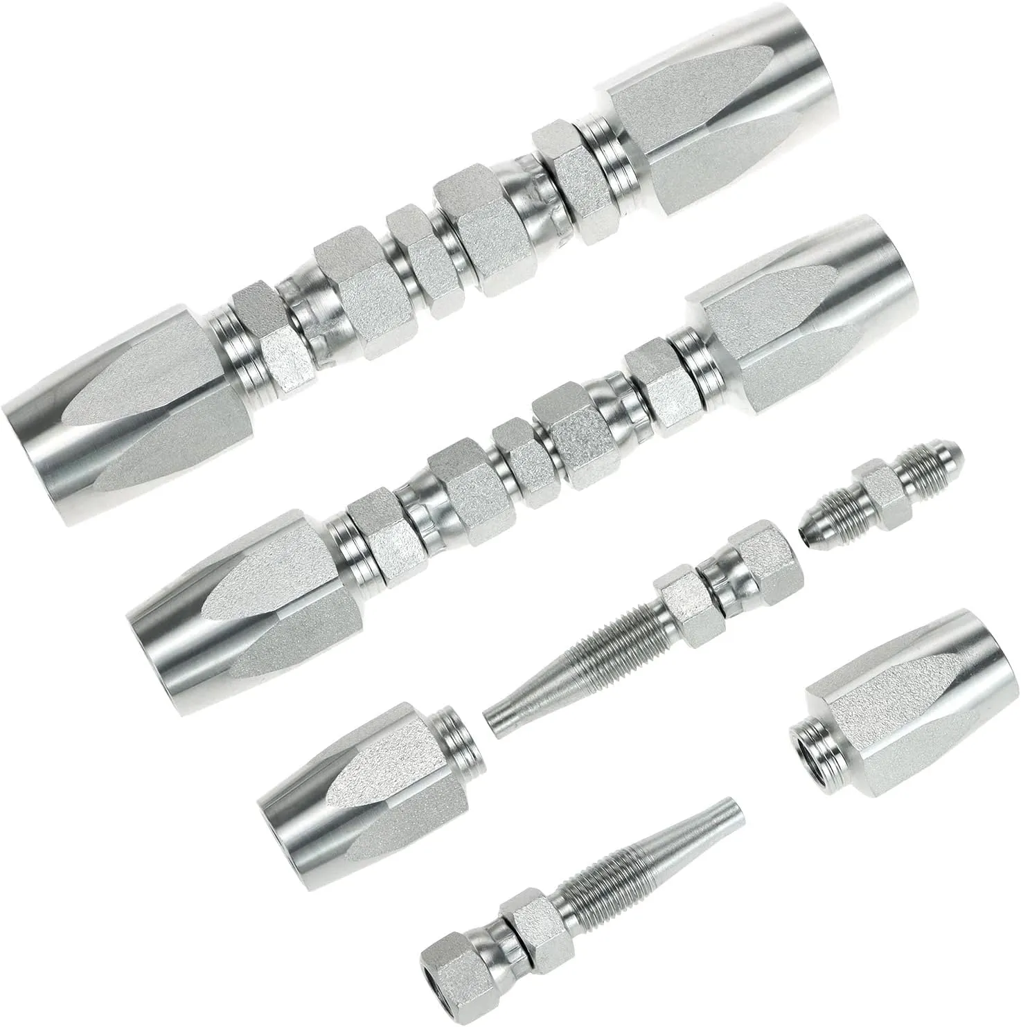 QWORK 3Pcs Hydraulic Hose Field Repair Kit, Zinc-Plated Reusable Kits for 1/4", 3/8", and 1/2" Diameter Hoses