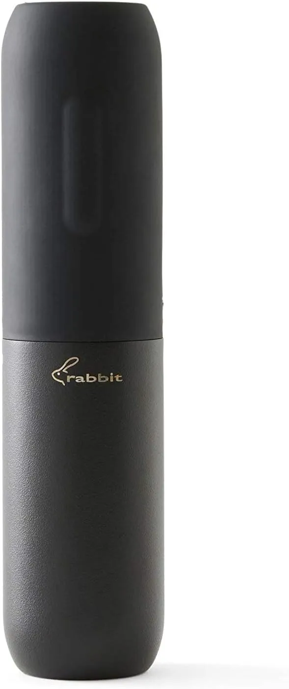 Rabbit Compact Electric Corkscrew - Cordless Wine Opener with Built-In Foil Cutter, Rechargeable Battery, and Portable Design - Barware Essential and Kitchen Tools (Black)