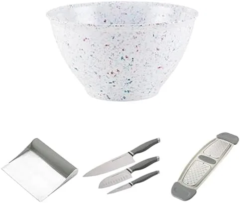 Rachael Ray Kitchen Prep Set, Garbage Bowl, Bench Scrape, Knives & Multi Grater