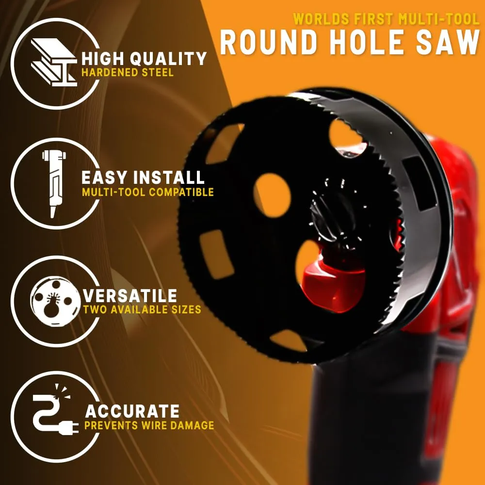 Rack-A-Tiers Round Multi-Tool Hole Saw. Cutting recessed Lights with oscillating Multi-Tool, Round Holes in Drywall (3 3/8) (42675)