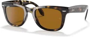Ray-Ban RB4105 FOLDING WAYFARER Sunglasses For Men For Women  BUNDLE with Designer iWear Eyewear Care Kit