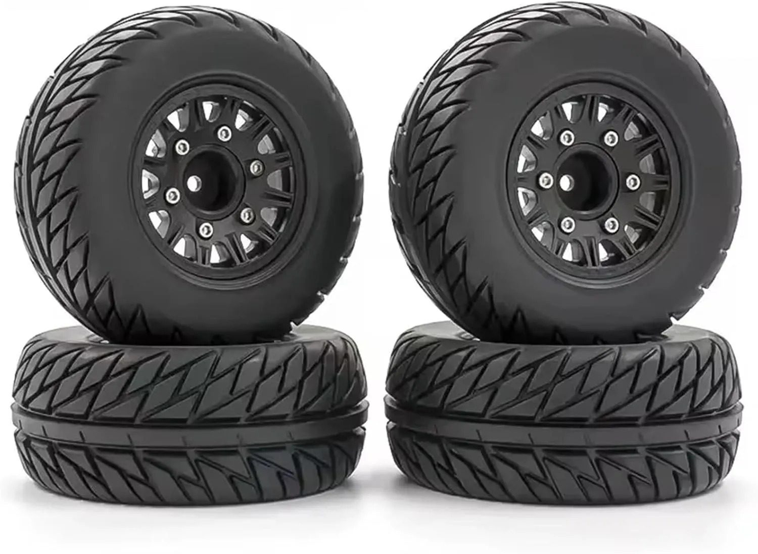 Rc Car Wheel Rim Tire Compatible with Universal 1/8 1/10 Tires Wheel RC for Model Short Course Truck General Road Tire Upgrade 3 Adapters 12MM 14MM 17MM(Black)