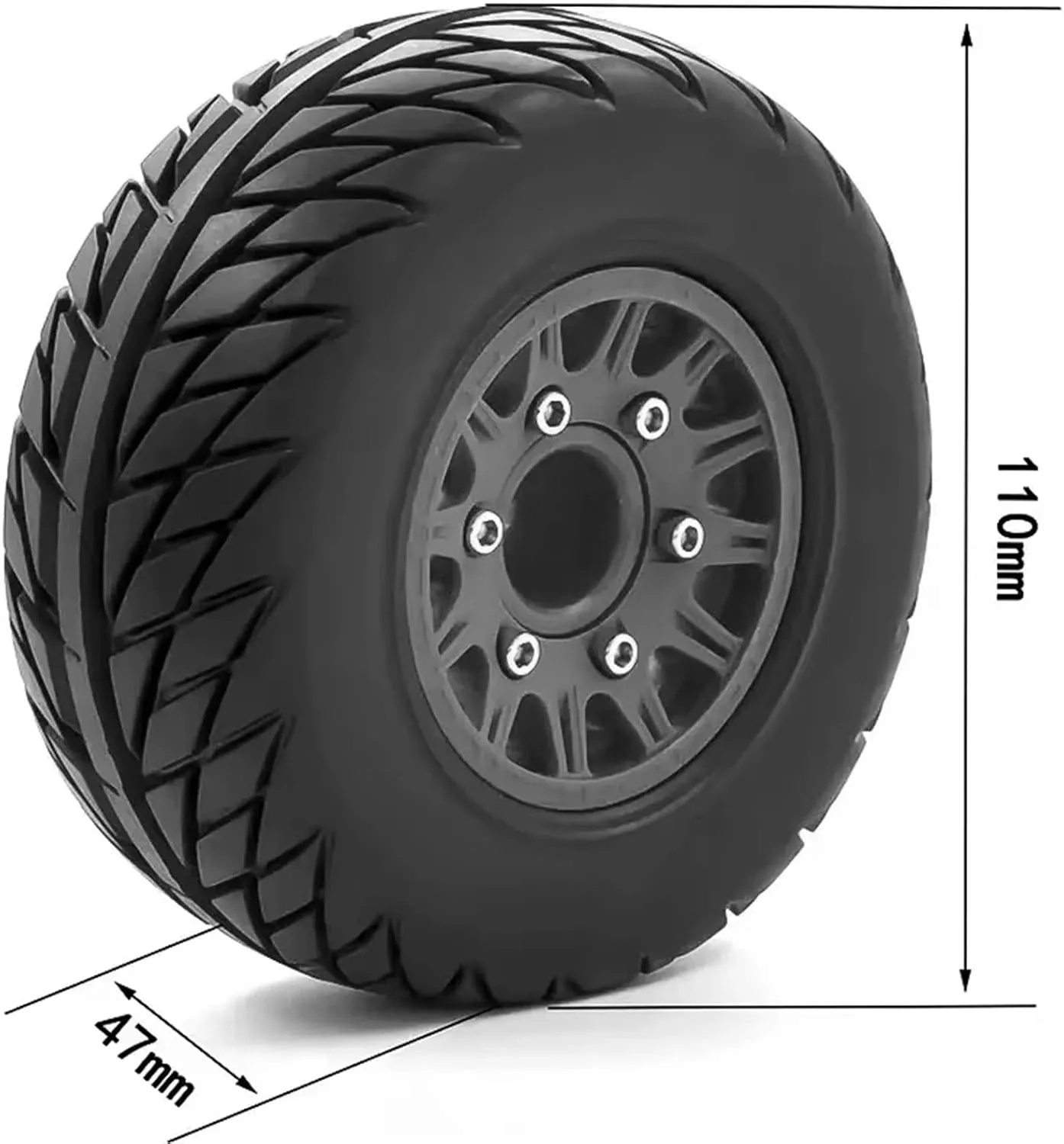 Rc Car Wheel Rim Tire Compatible with Universal 1/8 1/10 Tires Wheel RC for Model Short Course Truck General Road Tire Upgrade 3 Adapters 12MM 14MM 17MM(Black)