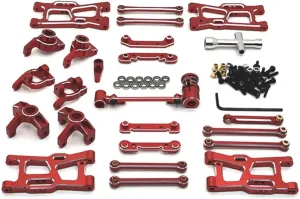 Rc Connecting Rod Tie Rod for Wltoys 124007 124016 124018 124017 124019 144001 144010 Metal Connecting Rod Kit RC Remote Control Car Parts Accessories Replacement Use(Red)