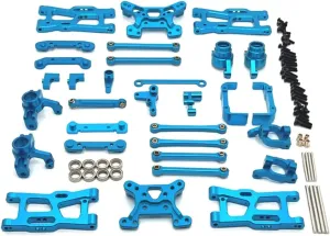 Rc Connecting Rod Tie Rod for Wltoys 144016 144018 1/14 Metal for Swing Arm Pull Rod Steering Cup Set Rc Model Crawler Car for Buggy Upgrade Parts Replacement Use(Blue)