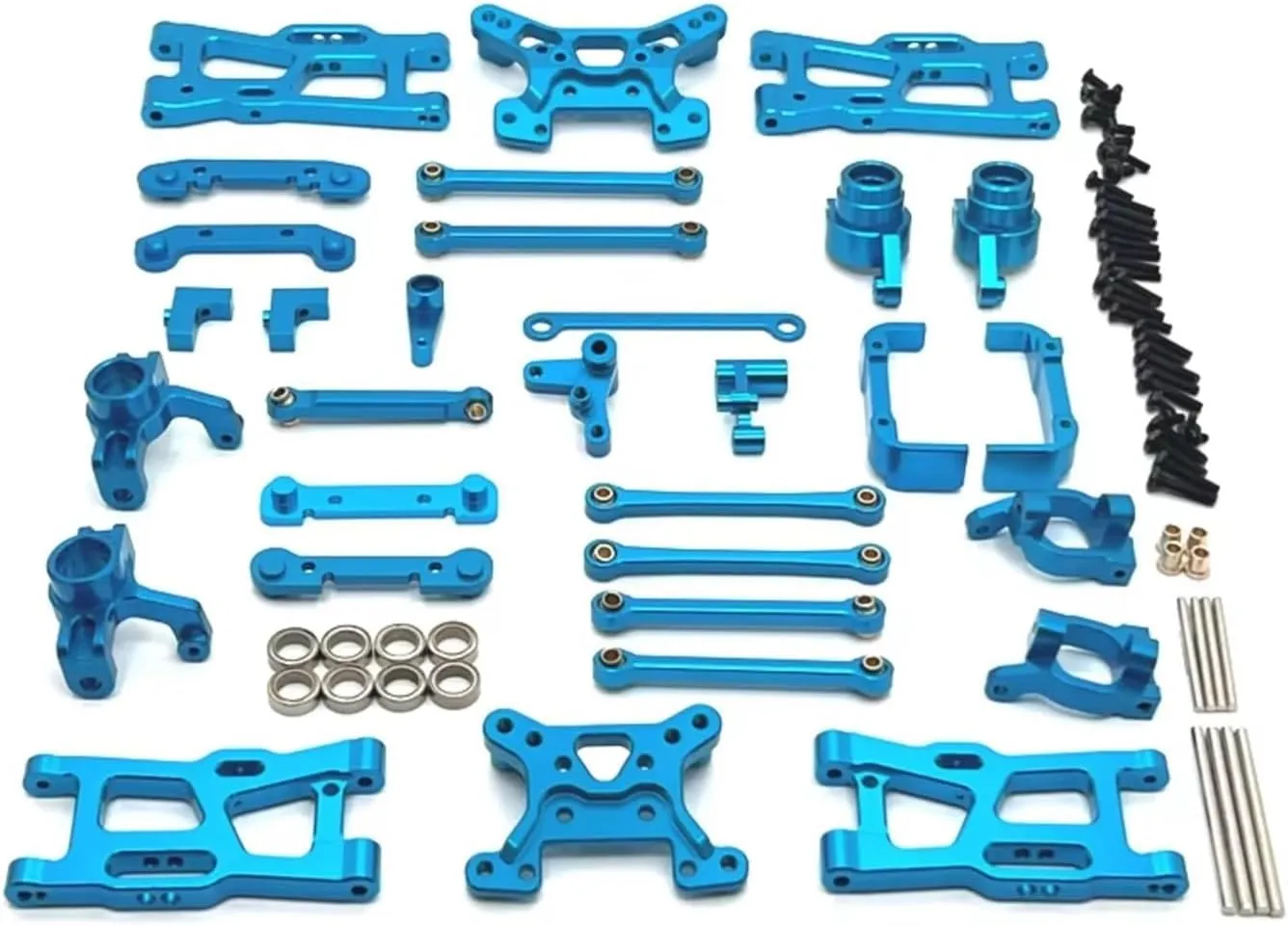 Rc Connecting Rod Tie Rod for Wltoys 144016 144018 1/14 Metal for Swing Arm Pull Rod Steering Cup Set Rc Model Crawler Car for Buggy Upgrade Parts Replacement Use(Blue)