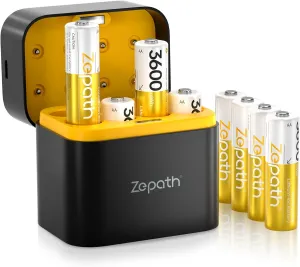 Rechargeable AA Lithium Batteries 8 Pack with Fast Charger, 3600mWh High Capacity 1.5V High Power AA Lithium ion Battery,Double A Batteries up to 2000  Cycle Times
