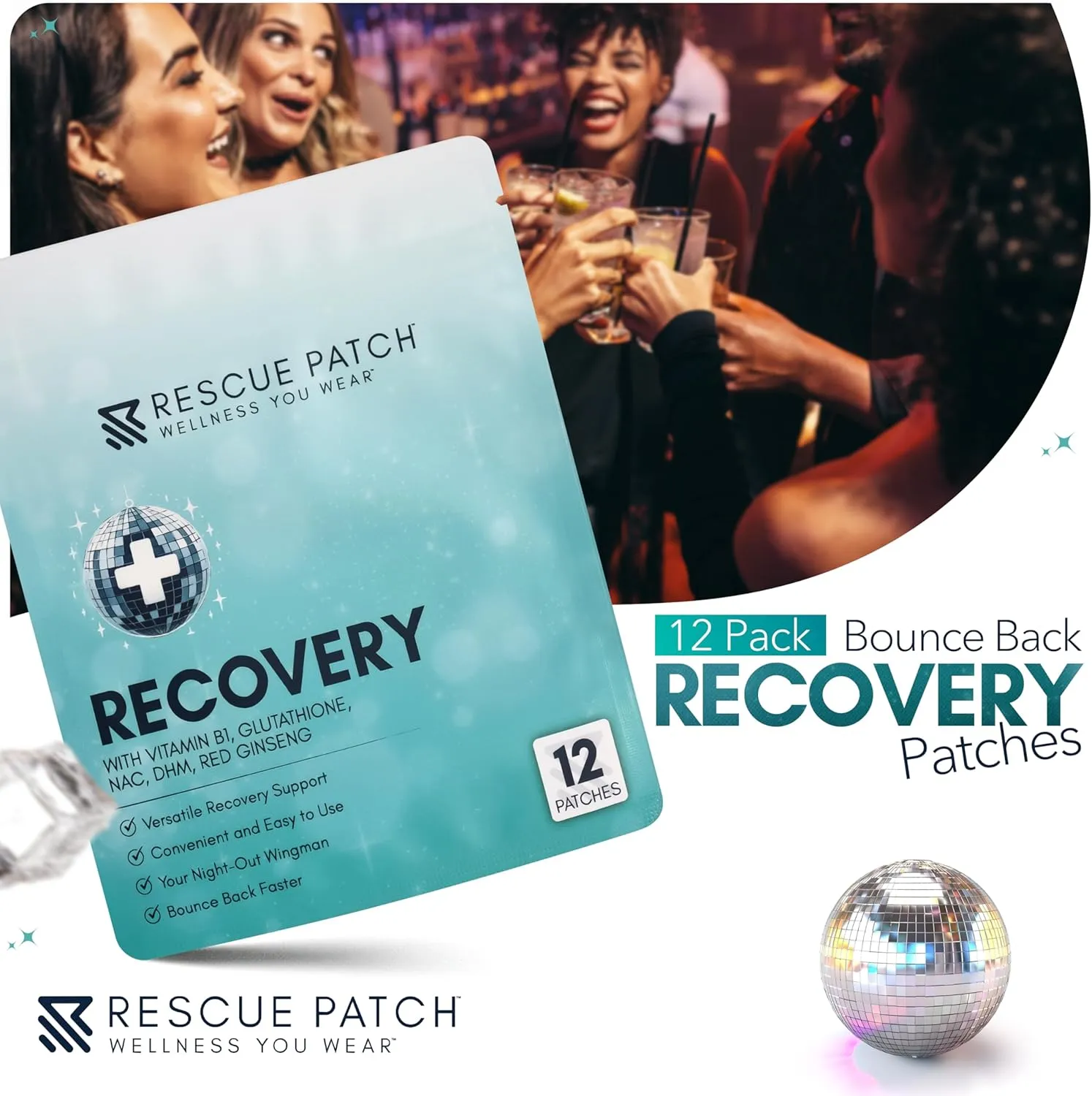 Recovery Patch, Sleep Recovery Patch, Drinking Patches for After Party Relief, Natural Party Recovery Patches for Hydration and Energy Support, Thrive Patches(1, 12, Count)
