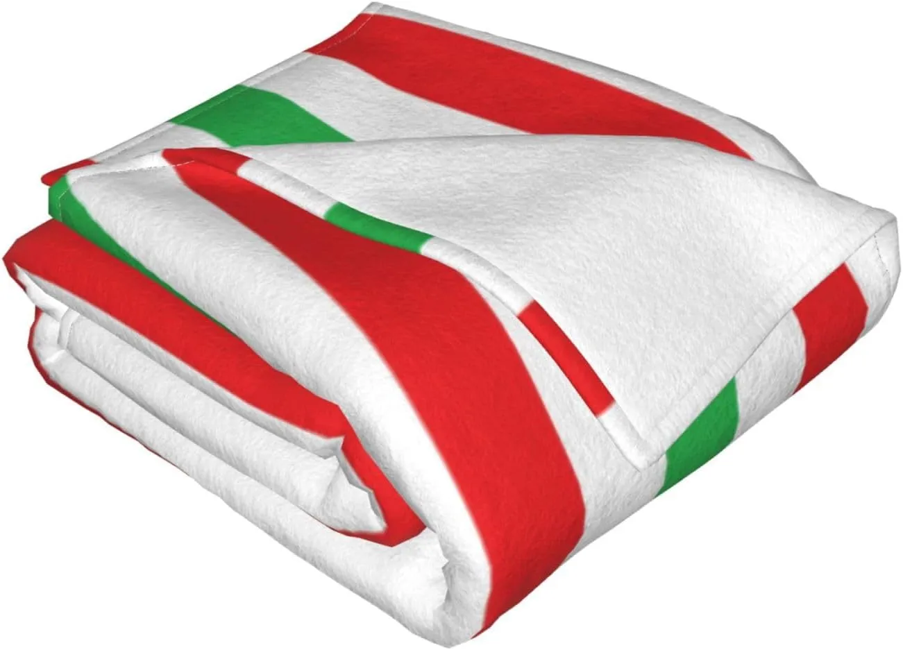 Red, White and Green Stripes 60"X50" Flannel Blanket - 100% Soft Polyester, Lightweight and Warm, Suitable for Families, Camping, Travel