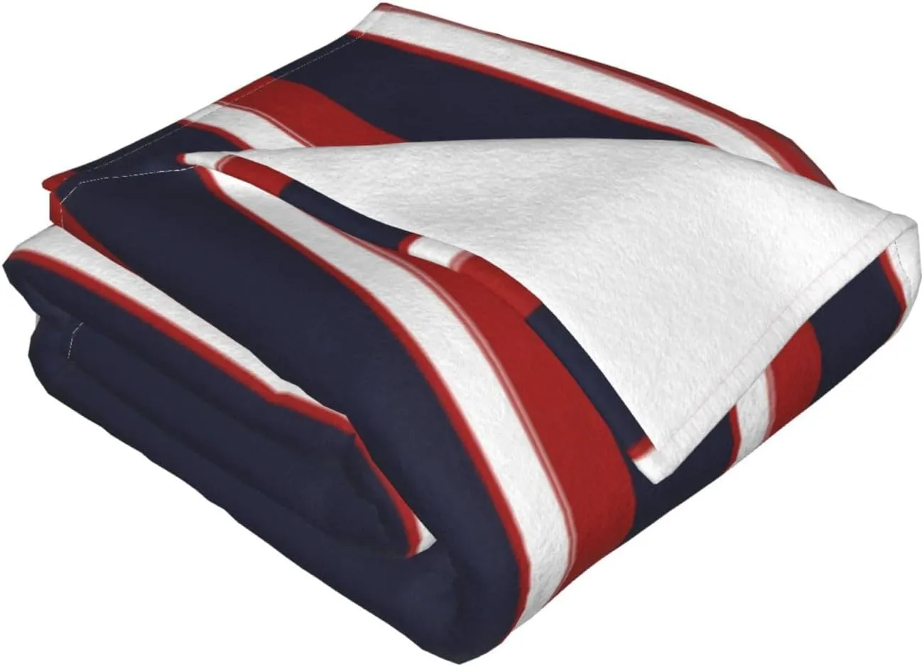 Red White Navy Blue Stripes Nautical Stripe 60"X50" Flannel Blanket - 100% Soft Polyester, Lightweight and Warm, Suitable for Families, Camping, Travel