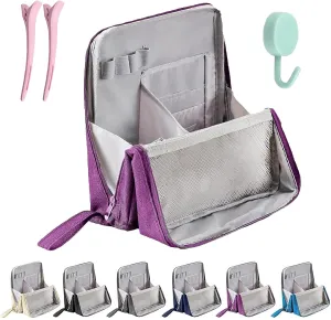 Relevanton Standing Makeup Bag, 2025 New Doresty Standing Makeup Bag Portable, Large Capacity, Multi-purpose Oxford Cloth Standing Makeup Bags with 8 Compartments (Purple)