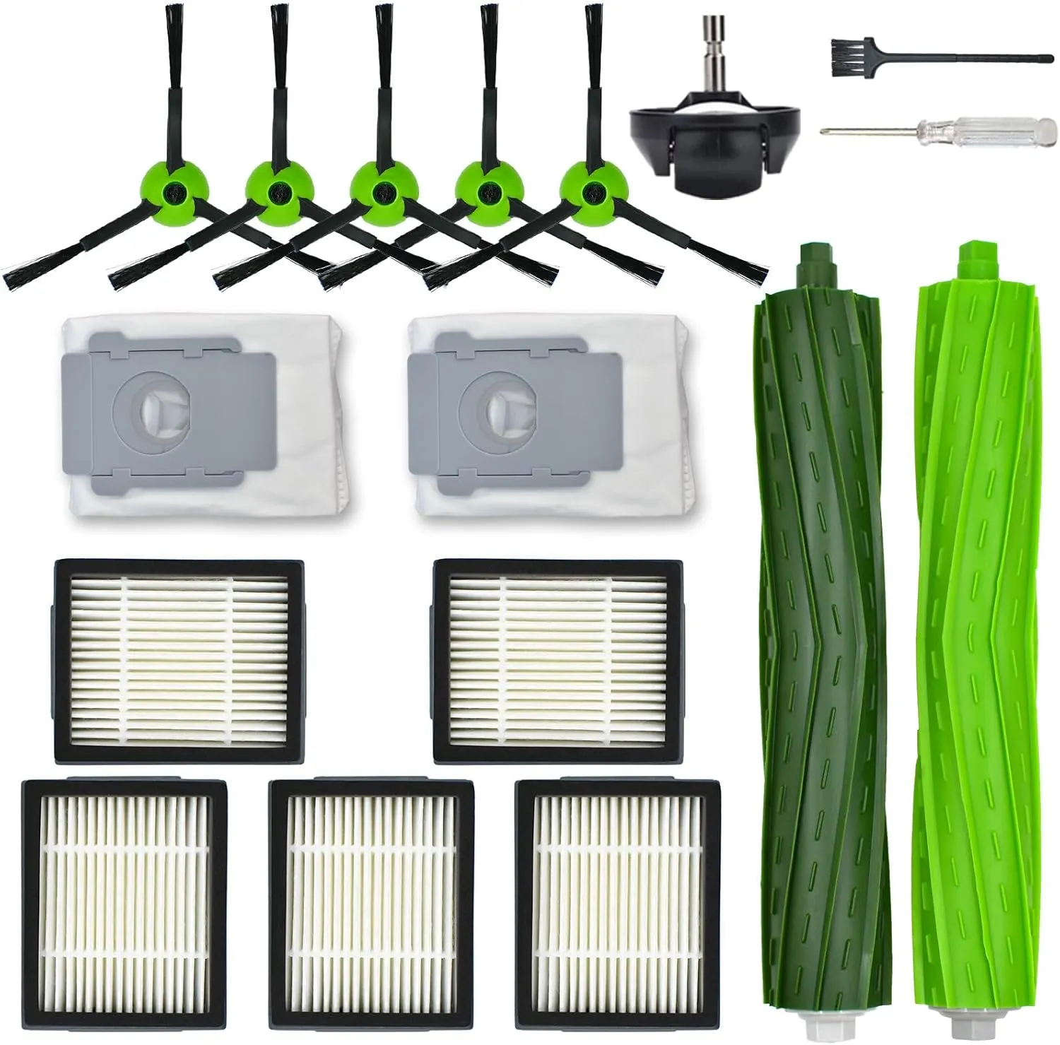 Replacement Parts Accessories for iRobot Roomba J Plus Series J5  J6  J7  J8  J9  Robotic Vacuum Cleaner Attachment Kit,1 Main Brush, 2 Dirt Bag, 5 Black Side Brush, 5 Filter, 1 Front Caster Wheel