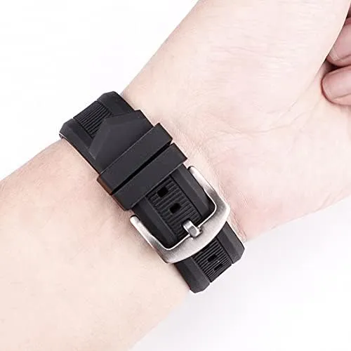 Replacement Watch Straps 22mm Silicone Watch Band Strap Men Black Sport Diving Rubber Watchbands Stainless Steel Pin Buckle Clock Bracelet Accessories (Band Color : Hot Pink, Band Width : 22mm)