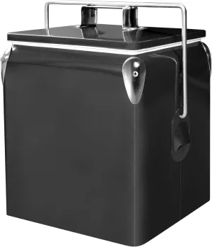 Retro Ice Chest Cooler with Bottle Opener 13L (14Qt), Stainless Steel Vintage Style Ice Bucket for Camping, Party, Beach, Picnic, RV, BBQ, Tailgating, Fishing