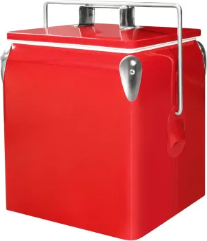 Retro Ice Chest Cooler with Bottle Opener 13L (14Qt), Stainless Steel Vintage Style Ice Bucket for Camping, Party, Beach, Picnic, RV, BBQ, Tailgating, Fishing