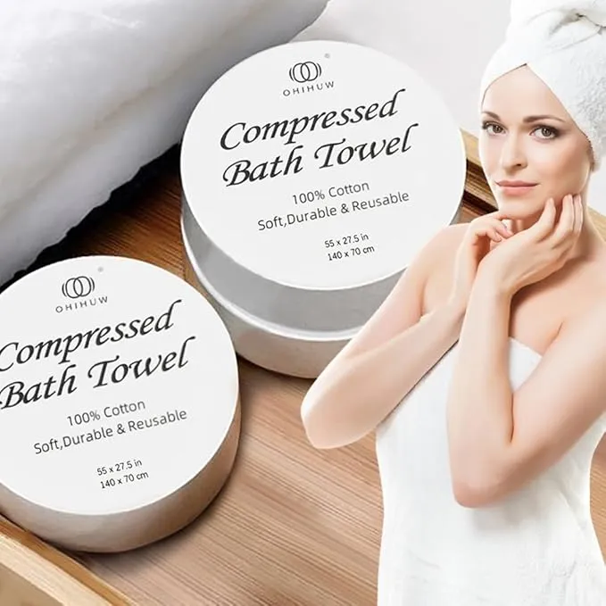 Reusable Travel Towel Compressed, Larger and Thicker Compressed Towel Tablets, Disposable Bath Towel for Camping Hiking Beach Swim(55x27 inch,3 Pack)