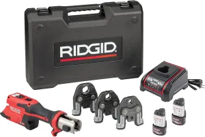 RIDGID 78158 RP 251 Compact Press Tool Battery Kit with ProPress Jaws (1/2" to 1"), In-Line Pressing Tool for Copper, Stainless Steel, PEX, and Carbon Steel