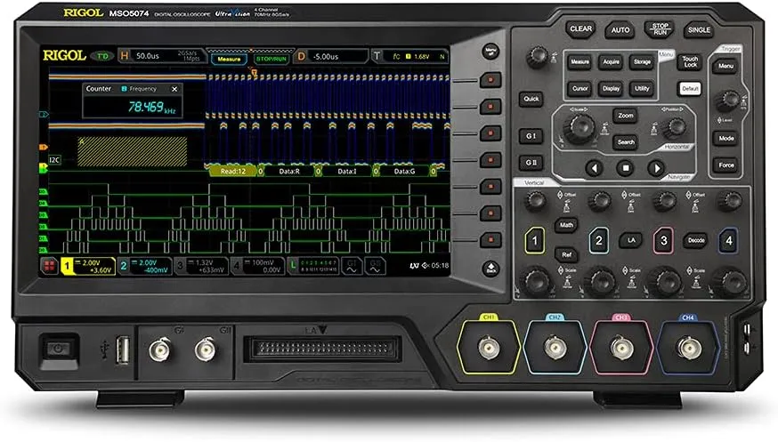 RIGOL MSO5074 70 MHz Mixed Signal Oscilloscope with 4 Analog Channels and UltraVision II High-Speed Oscilloscope