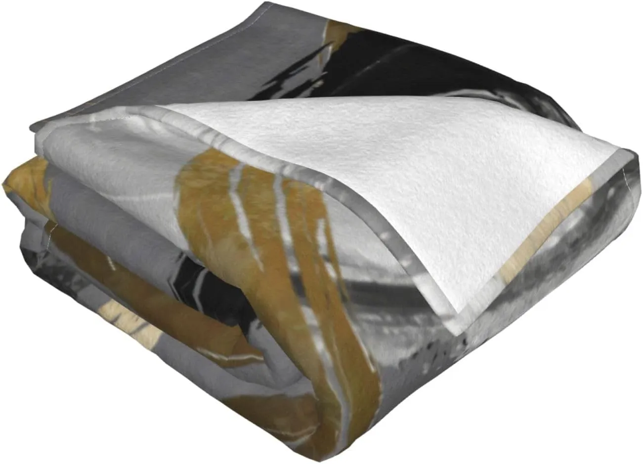 Rings Circles Modern Abstract Gold Black Grey 80"X60" Flannel Blanket - 100% Soft Polyester, Lightweight and Warm, Suitable for Families, Camping, Travel