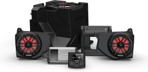 Rockford Fosgate RNGR18-STG3 Audio Kit: PMX-2 Receiver, 800-Watt Amp, M1 Series Color Optix Multicolor LED Lighted Front Speakers & Subwoofer for Select Polaris Ranger Models (2018-2022)