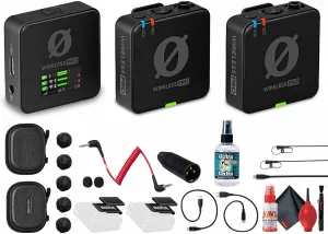 Rode Wireless PRO 2-Person Clip-On Wireless Microphone System/Recorder with Lavaliers (2.4 GHz) (WIPRO)   VXLR Adapter   Headphone Cleaner   Cleaning Kit