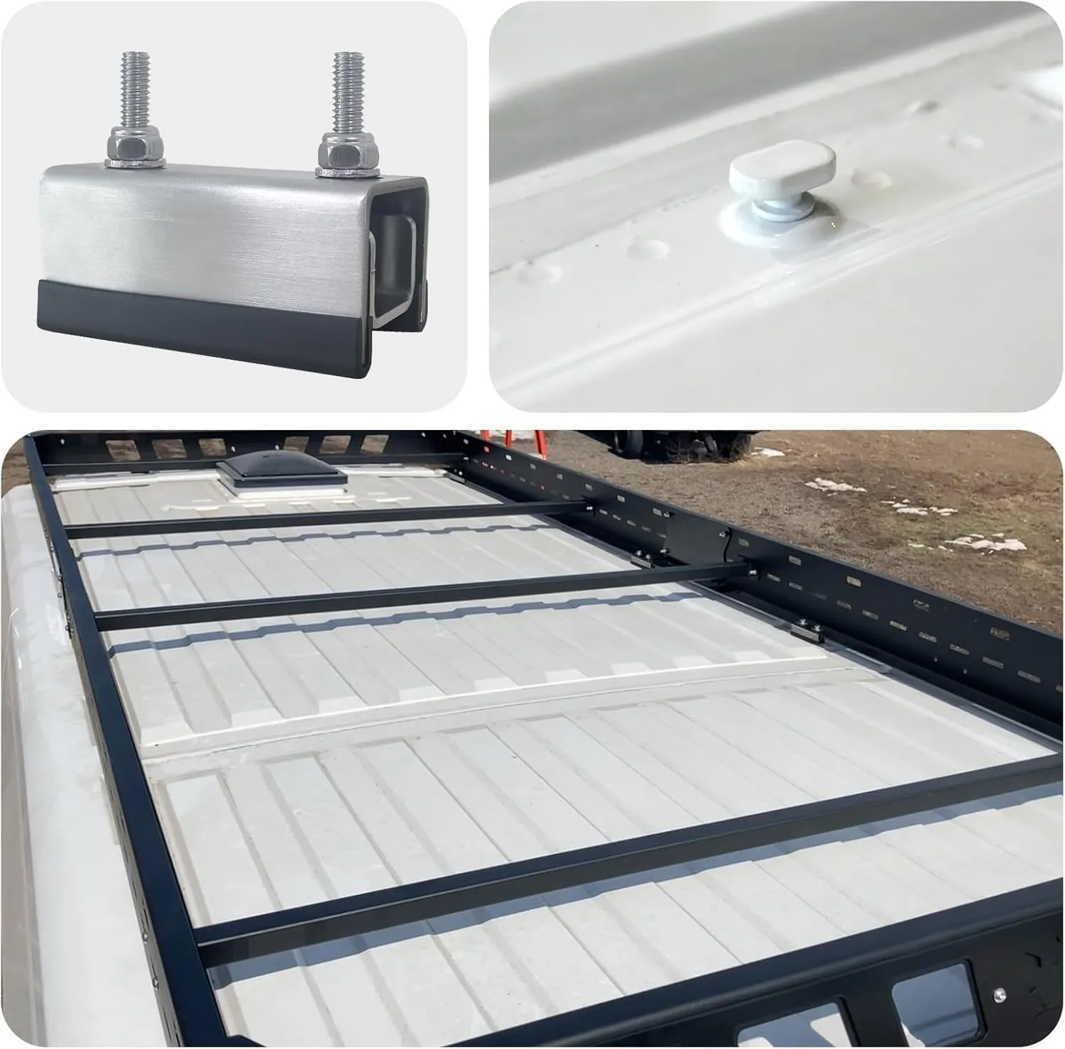Roof Rack Mount Kits,Roof Mount Kit,304 Stainless Steel Van Roof Rack,Van Roof Rack Brackets for ProMaster, Boxer, Jumper, Ducato (4)