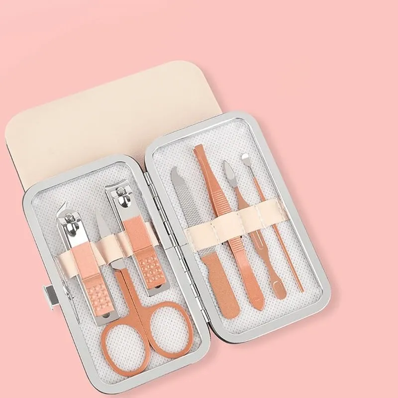 Rose Gold 7-Piece Nail Tools Set Full Manicure Nail Clippers Nail Clippers Multi-Purpose Nail Clippers Set