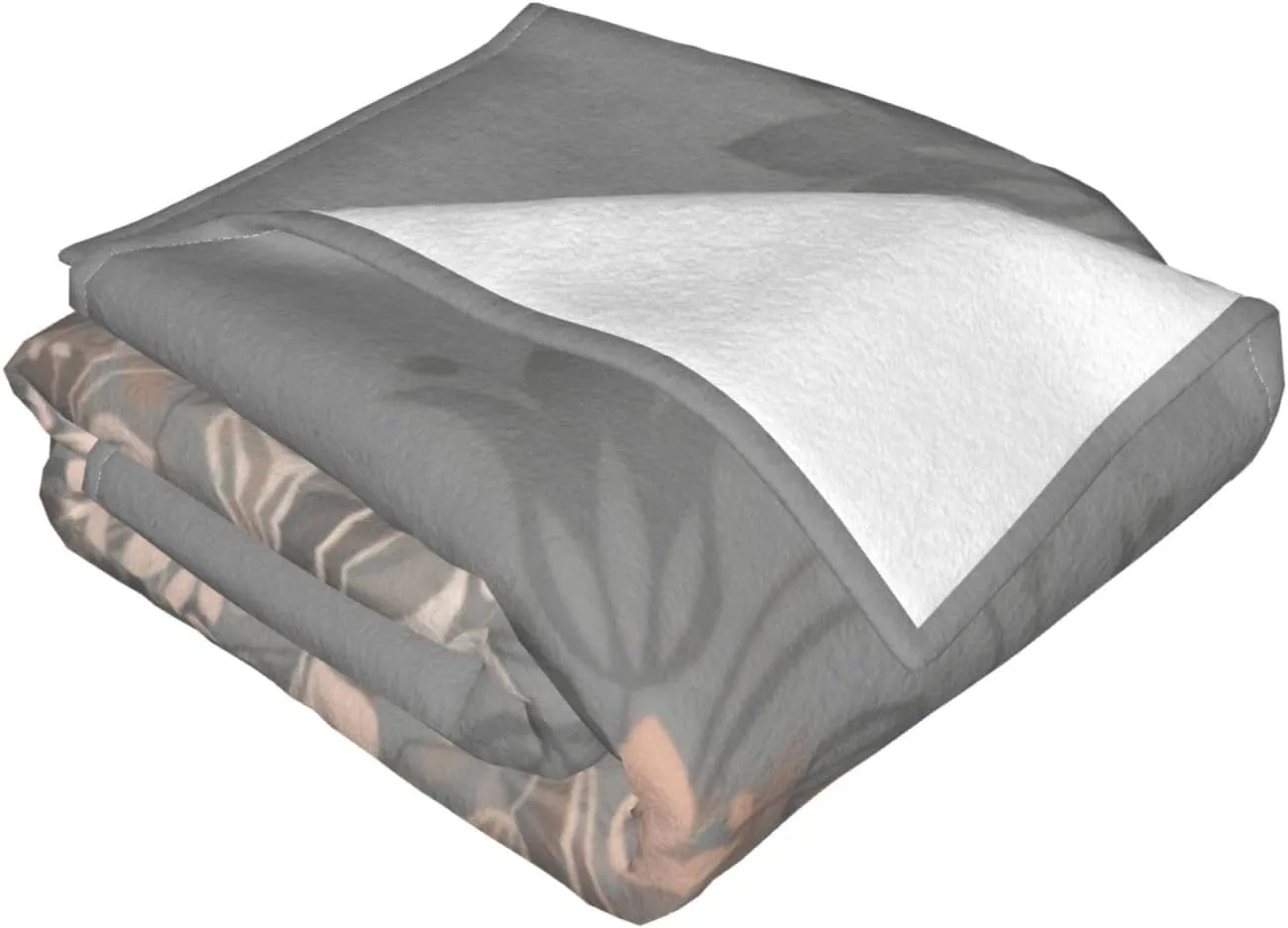 Rose Gold Gray Floral Mandala 60"X50" Flannel Blanket - 100% Soft Polyester, Lightweight and Warm, Suitable for Families, Camping, Travel