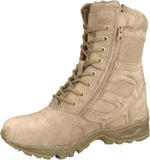 Rothco Forced Entry Deployment Boots With Side Zipper - 8 Inch (Tan, US Footwear Size System, Adult, Men, Numeric, Wide, 12)
