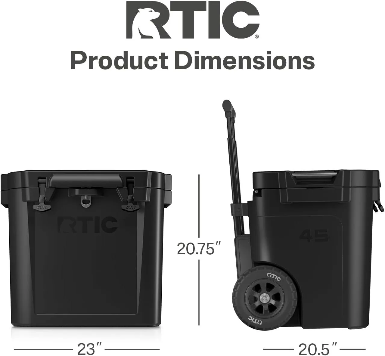 RTIC 45 QT Wheeled Ultra-Tough Cooler Hard Insulated Portable Ice Chest Box for Beach, Drink, Beverage, Camping, Picnic, Fishing, Boat, Barbecue, Rotomolded Construction