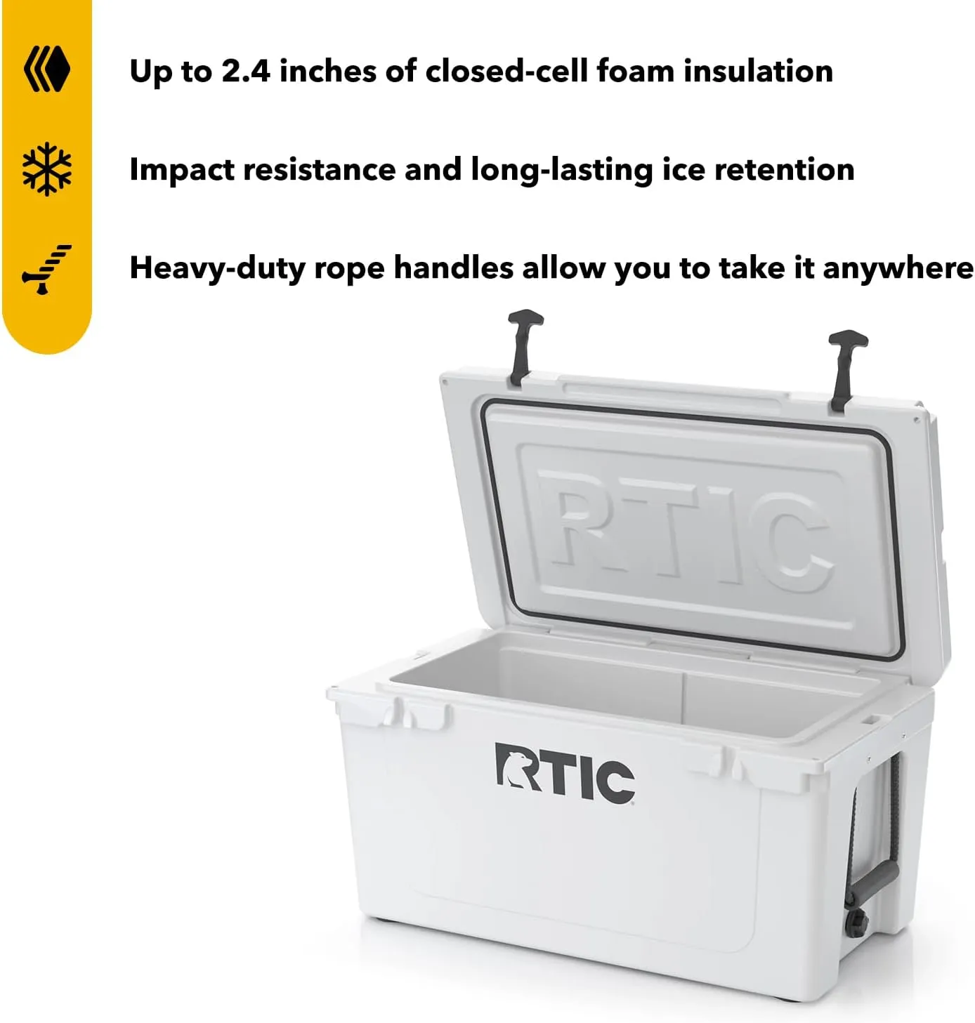 RTIC 65 QT Ultra-Tough Cooler Hard Insulated Portable Ice Chest Box for Beach, Drink, Beverage, Camping, Picnic, Fishing, Boat, Barbecue