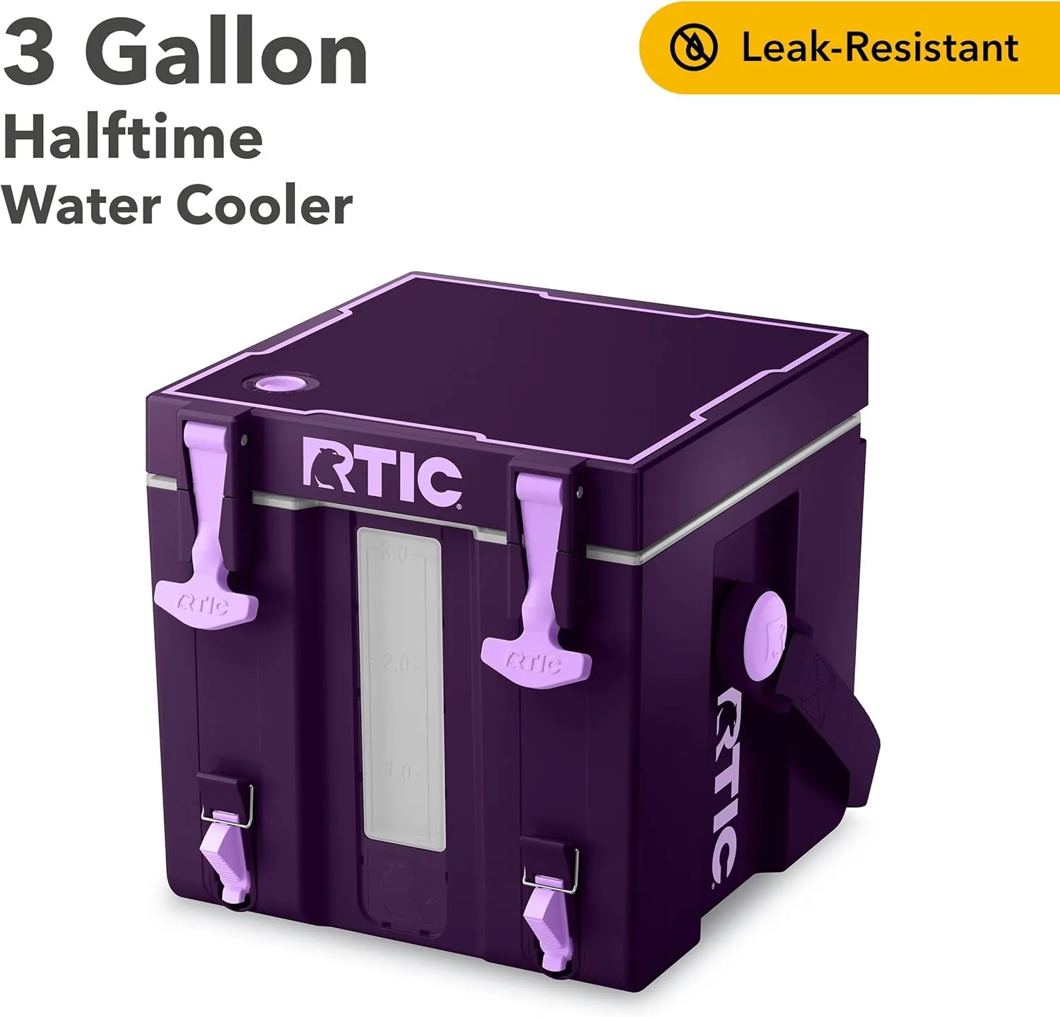 RTIC Halftime Water Cooler Portable Carrier Container, Drink Beverage Dispenser, Stackable with 2 Taps, Bottleless, BPA-Free, for Sports, Camping, BBQ, Parties, Picnic, & More, Plum/Lavender