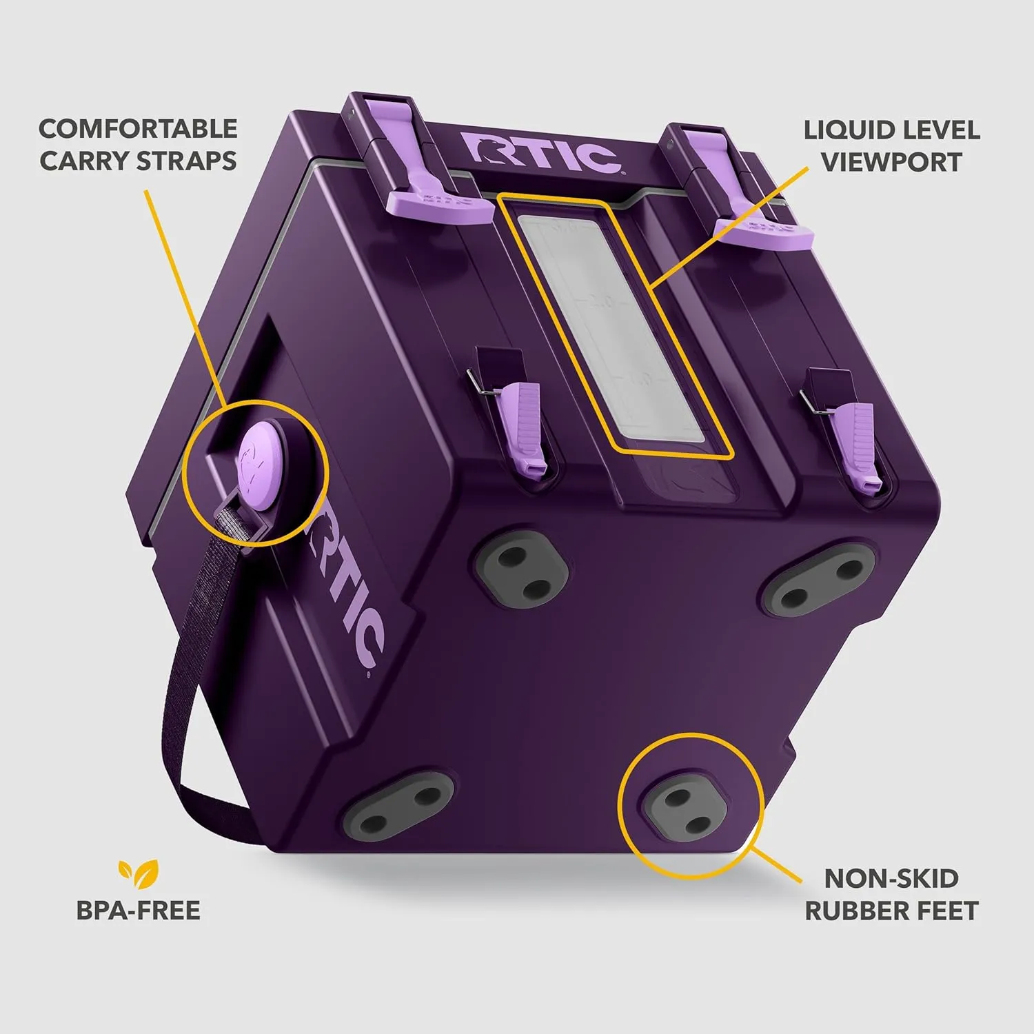 RTIC Halftime Water Cooler Portable Carrier Container, Drink Beverage Dispenser, Stackable with 2 Taps, Bottleless, BPA-Free, for Sports, Camping, BBQ, Parties, Picnic, & More, Plum/Lavender