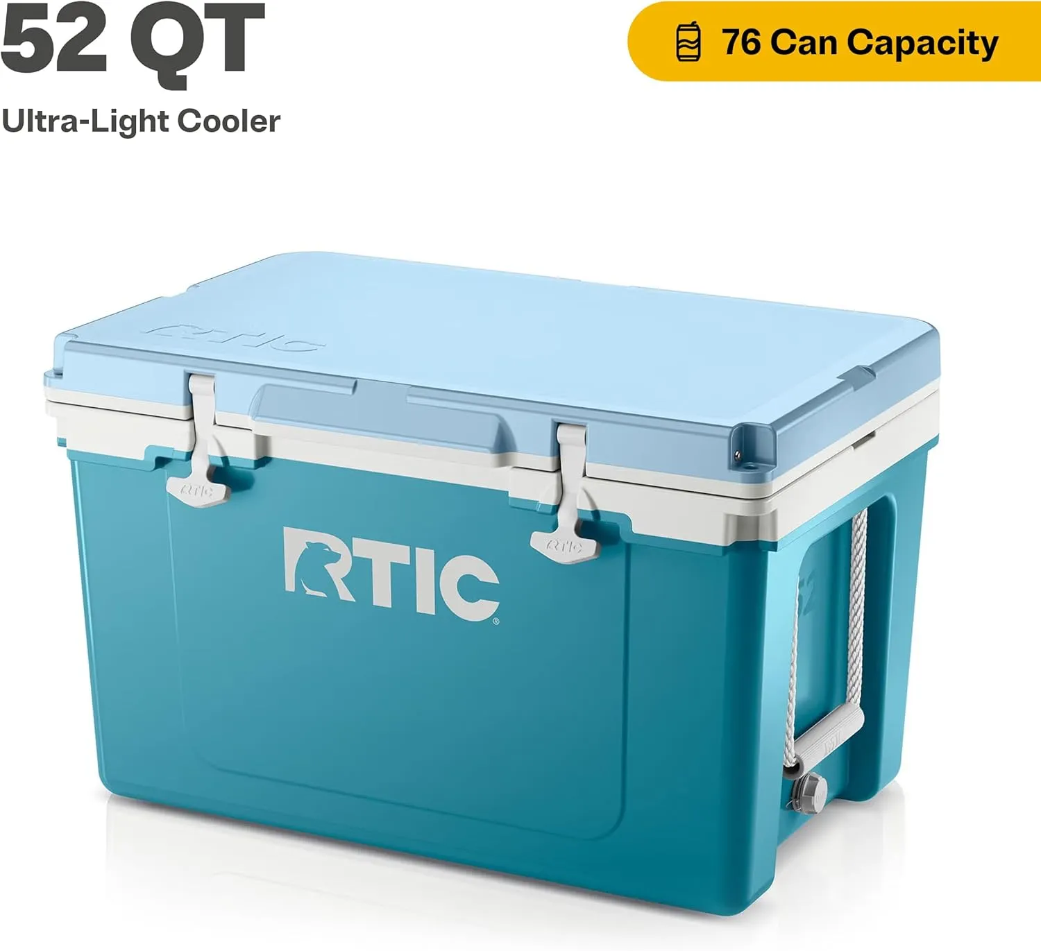 RTIC Ultra-Light 52 Quart Hard Cooler Insulated Portable Ice Chest Box for Beach, Drink, Beverage, Camping, Picnic, Fishing, Boat, Barbecue, 30% Lighter Than Rotomolded Coolers