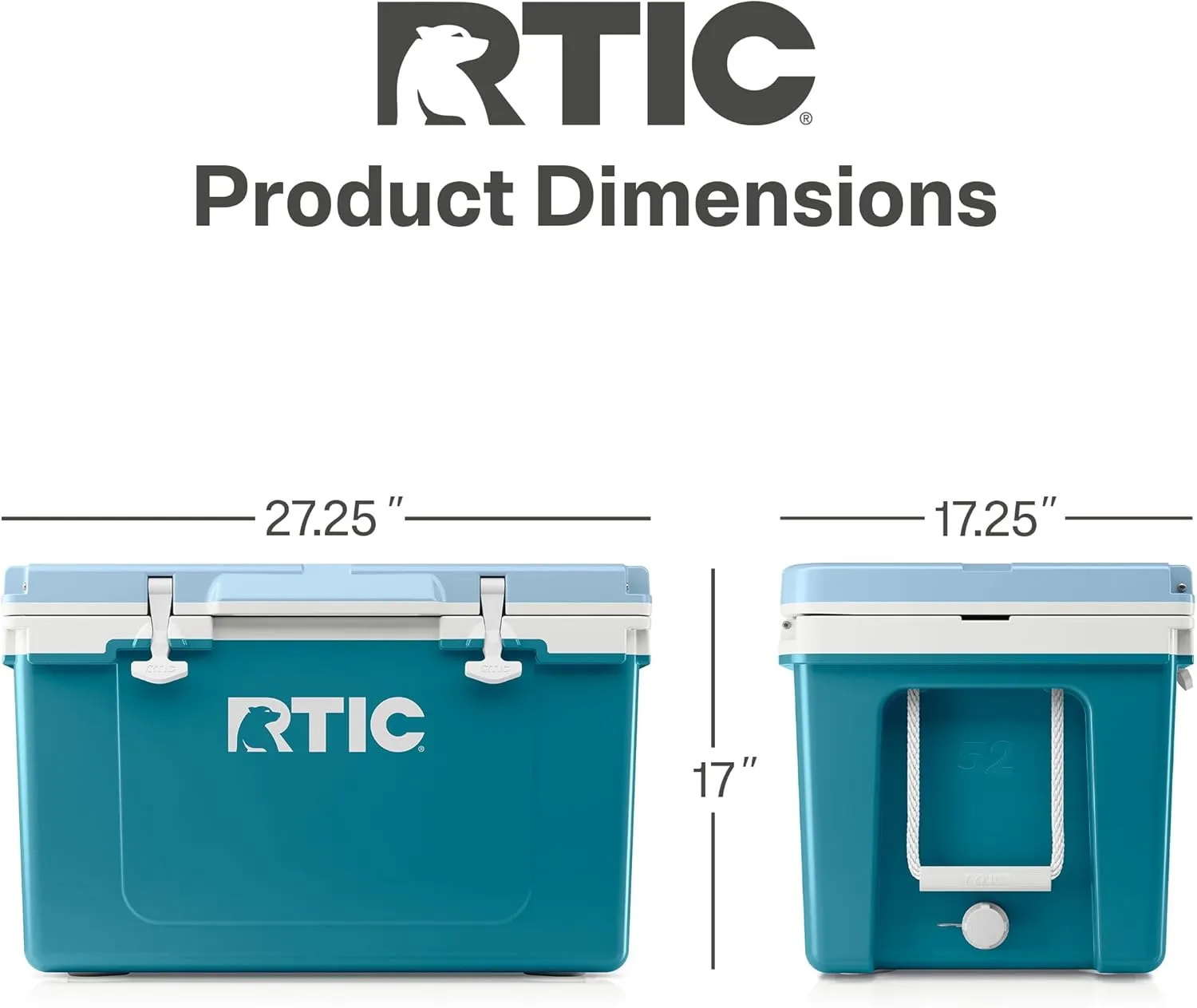 RTIC Ultra-Light 52 Quart Hard Cooler Insulated Portable Ice Chest Box for Beach, Drink, Beverage, Camping, Picnic, Fishing, Boat, Barbecue, 30% Lighter Than Rotomolded Coolers