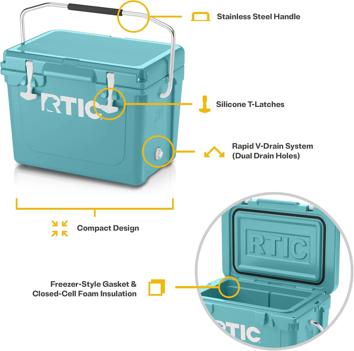 RTIC Ultra-Tough Cooler, Hard Insulated Ice Chest Box for Beach, Drink, Beverage, Camping, Picnic, Fishing, Boat, Barbecue