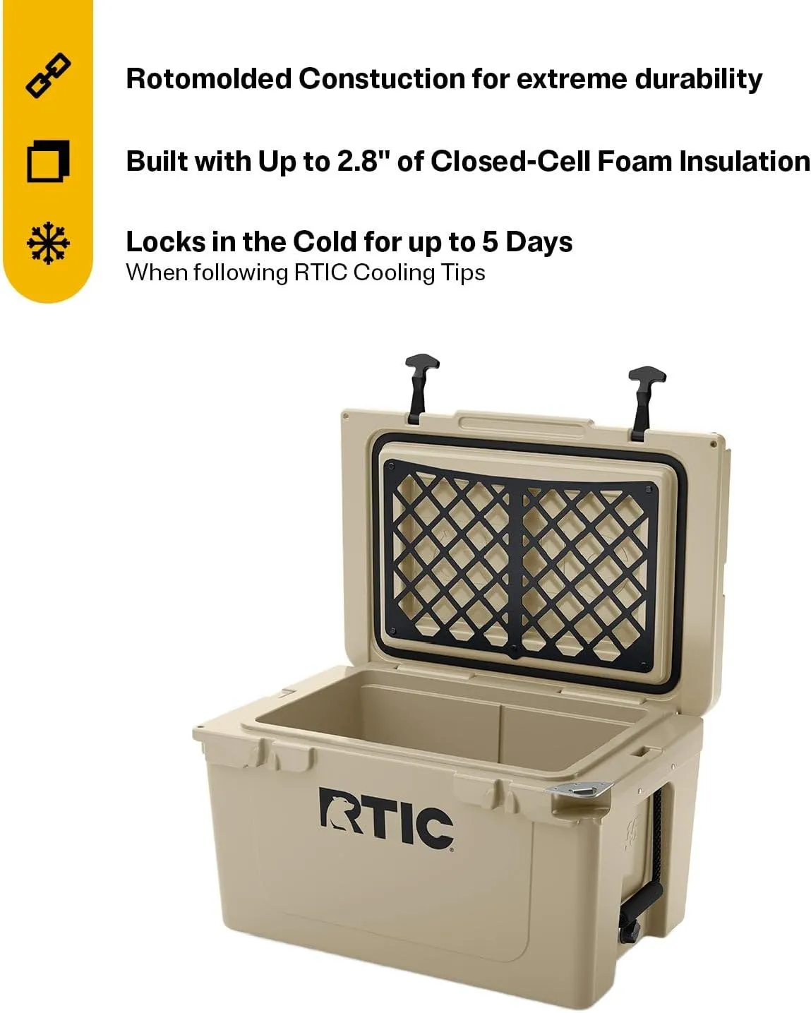 RTIC Ultra-Tough Cooler Hard Insulated Portable Ice Chest Box for Beach, Drink, Beverage, Camping, Picnic, Fishing, Boat, Barbecue