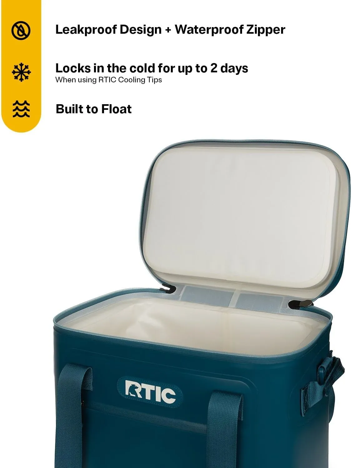 RTIC Ultra-Tough Soft Cooler 30 Can, Insulated Bag Portable Ice Chest Box for Lunch, Beach, Drink, Beverage, Travel, Camping, Picnic, Car, Trips, Floating Cooler Leak-Proof with Zipper