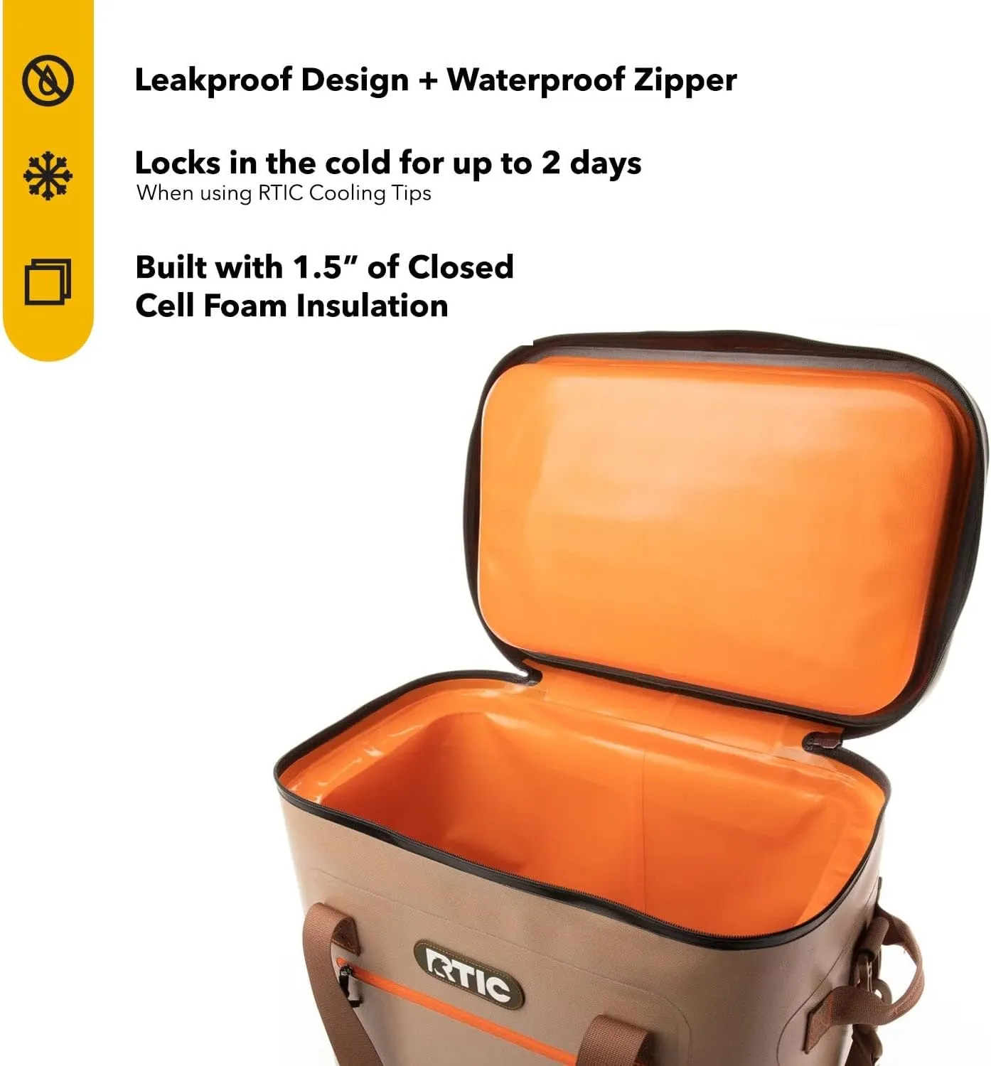 RTIC Ultra-Tough Soft Cooler 40 Can, Insulated Bag Portable Ice Chest Box for Lunch, Beach, Drink, Beverage, Travel, Camping, Picnic, Car, Trips, Floating Cooler Leak-Proof with Zipper