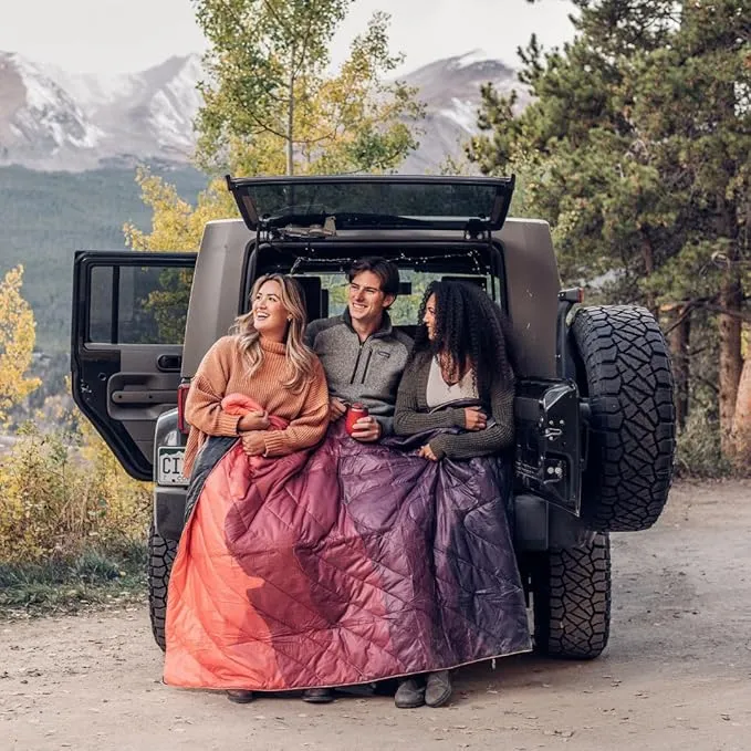 Rumpl Original Puffy Blanket - Warm Puffy Camping Blanket, 100% Recycled Polyester Insulation, Lightweight, Packable, Water-Resistant, Outdoor Puffer Blanket, 52"x75", Black