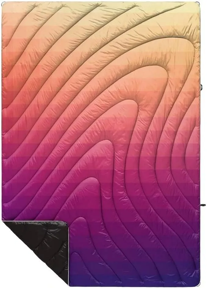 Rumpl Original Puffy Blanket - Warm Puffy Camping Blanket, 100% Recycled Polyester Insulation, Lightweight, Packable, Water-Resistant, Outdoor Puffer Blanket, 52"x75", Dawn Pixel Fade
