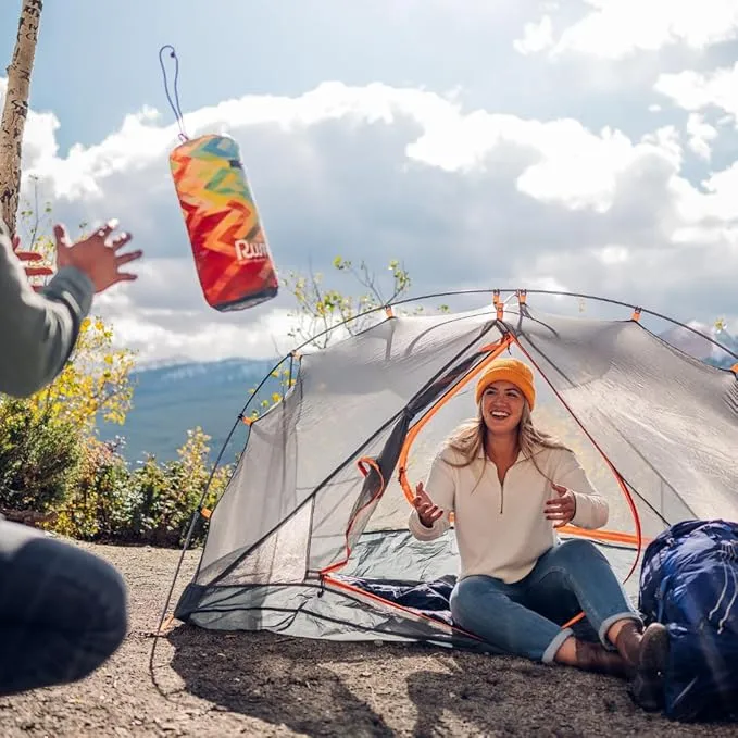 Rumpl Original Puffy Blanket - Warm Puffy Camping Blanket, 100% Recycled Polyester Insulation, Lightweight, Packable, Water-Resistant, Outdoor Puffer Blanket, 52"x75", Dawn Pixel Fade