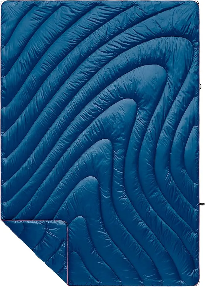 Rumpl Original Puffy Blanket - Warm Puffy Camping Blanket, 100% Recycled Polyester Insulation, Lightweight, Packable, Water-Resistant, Outdoor Puffer Blanket, 52"x75", Deepwater