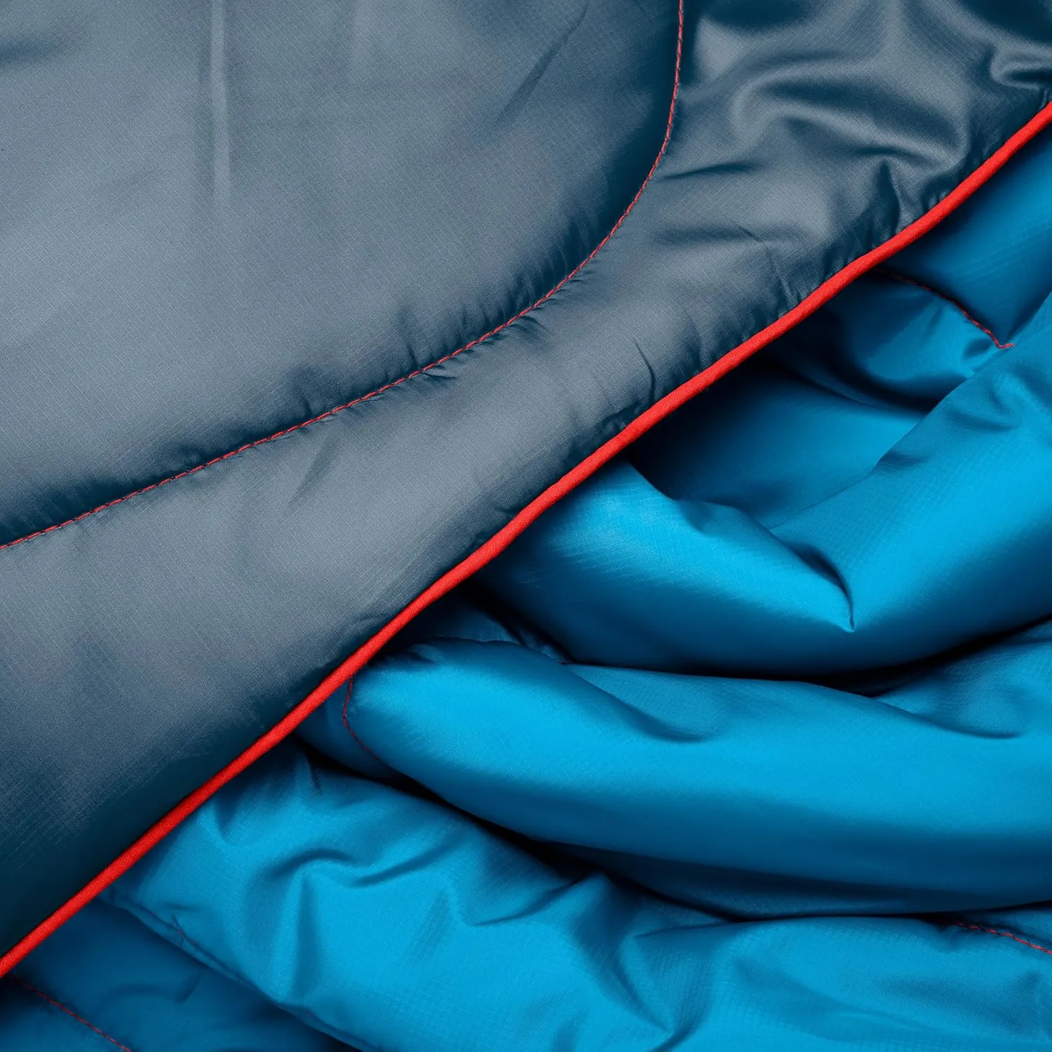 Rumpl Original Puffy Blanket - Warm Puffy Camping Blanket, 100% Recycled Polyester Insulation, Lightweight, Packable, Water-Resistant, Outdoor Puffer Blanket, 52"x75", V2, Deepwater