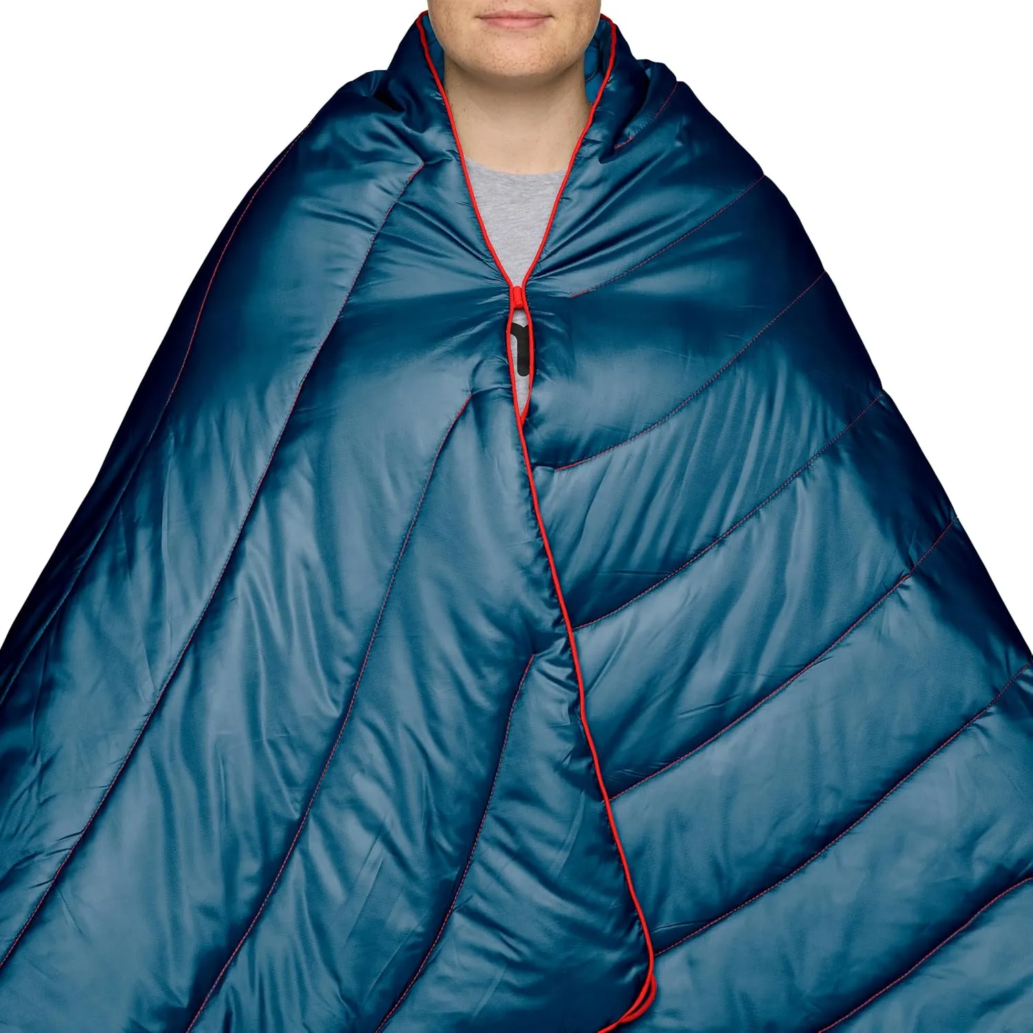 Rumpl Original Puffy Blanket - Warm Puffy Camping Blanket, 100% Recycled Polyester Insulation, Lightweight, Packable, Water-Resistant, Outdoor Puffer Blanket, 52"x75", V2, Deepwater
