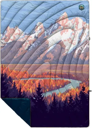 Rumpl The Original Puffy National Parks Collection | Printed Outdoor Camping Blanket for Traveling, Picnics, Beach Trips, Concerts | Grand Teton National Park, 1-Person